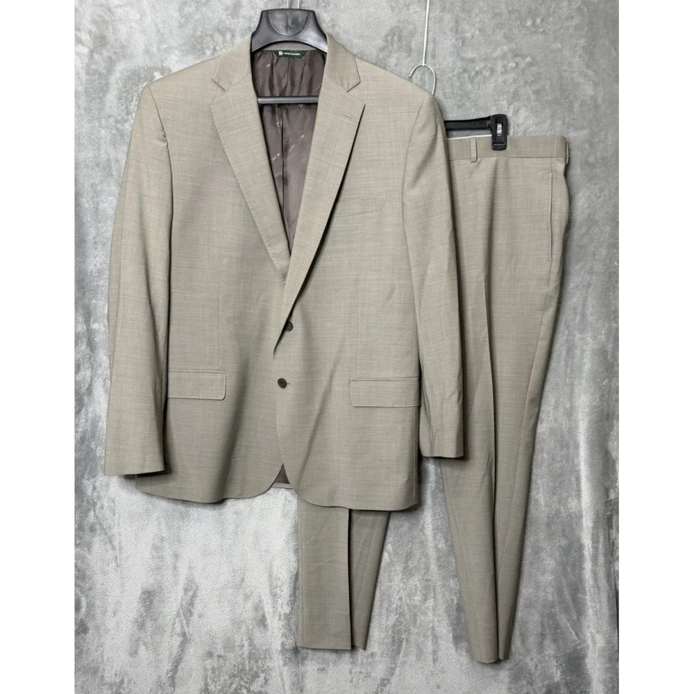 B by‎ BROOKS BROTHERS Tan Beige 48L 38X30 Blazer Pants Classic